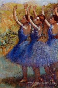 Degas three-dancers-in-purple-skirts